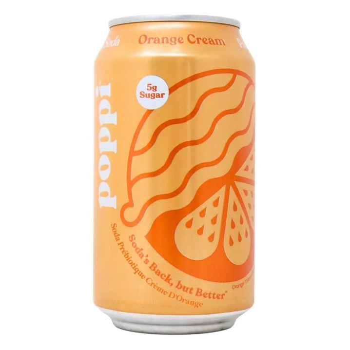 Front of Poppi Prebiotic Soda Orange Cream - Gut Health Drink - Prebiotic Soda Canada - Poppi Drink