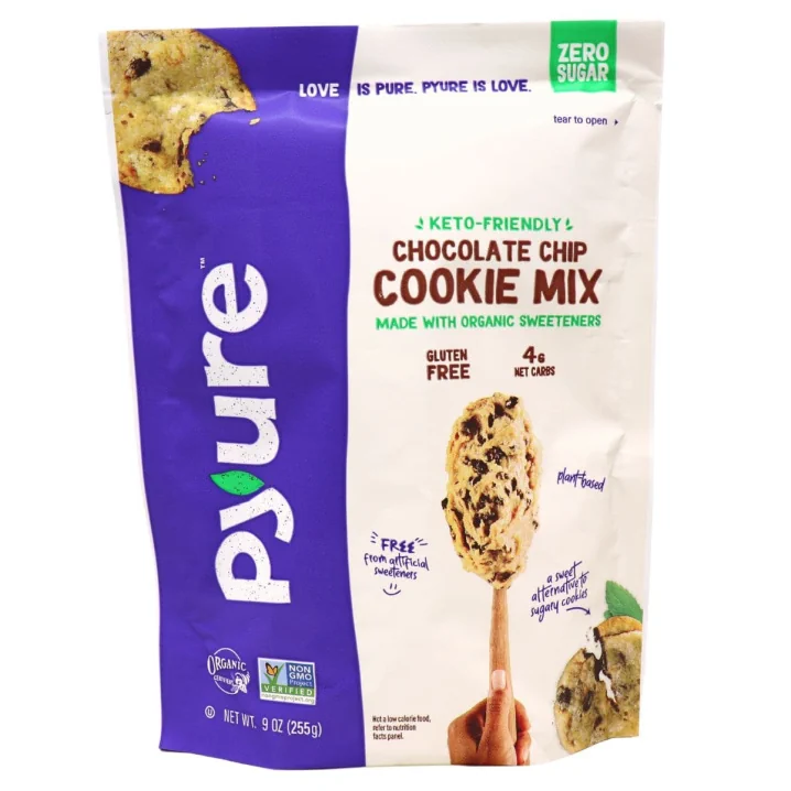 Front of Pyure Organic Sugar-Free Bakeable Chocolate Chip Cookie Mix, 368g