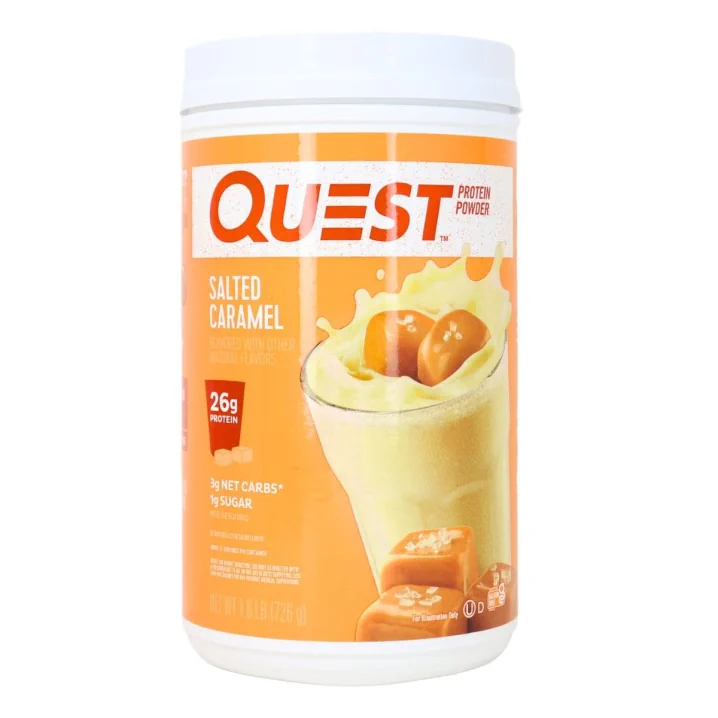 Front of Quest Whey Casein Blend Protein Powder Salted Caramel
