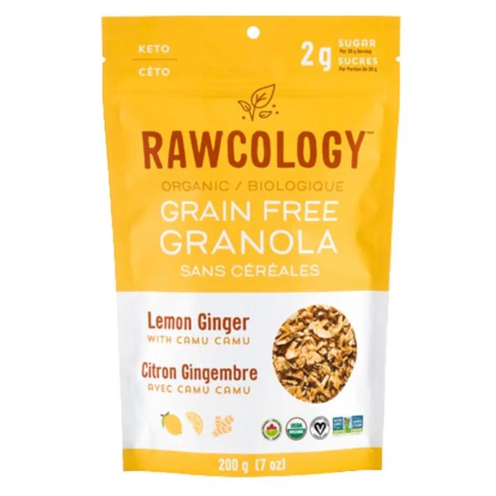 Front of Rawcology Grain-Free Granola Lemon Ginger
