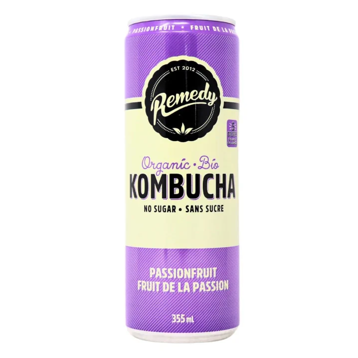 Front of Remedy Kombucha Remedy Drink Sugar Free Kombucha Passionfruit - Sugar Free Kombucha - Best Kombucha Brands - Kombucha Low Sugar