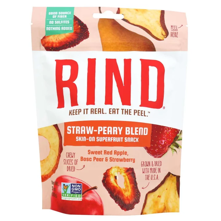 Front of RIND Straw-Peary Blend Skin-On Superfruit Snack, 85g
