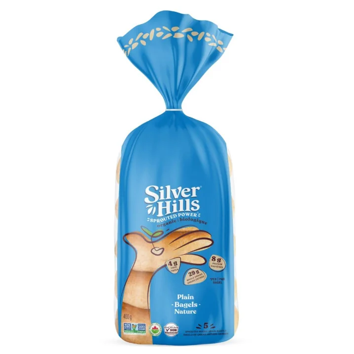Front of Silver Hills Organic Sprouted Whole Grain Bagels - Sprouted Grain Bread - Silverhills Bread - Sprouted Whole Grain Bread