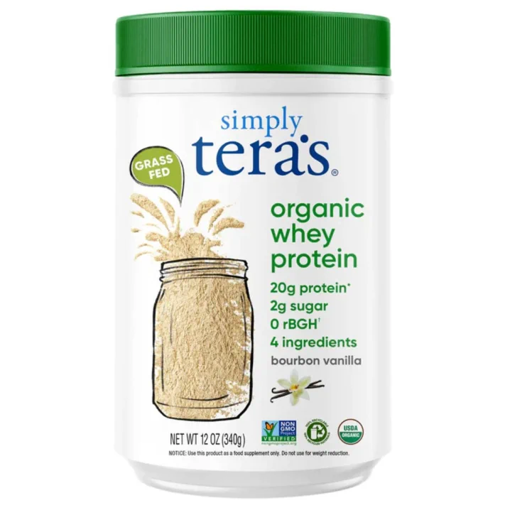 Front of Simply Tera's Organic Whey Protein Bourbon Vanilla