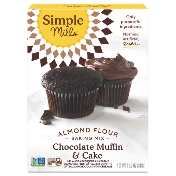 Front of Simple Mills Grain-Free Almond Flour Baking Mix Chocolate Cupcake & Cake, 318g