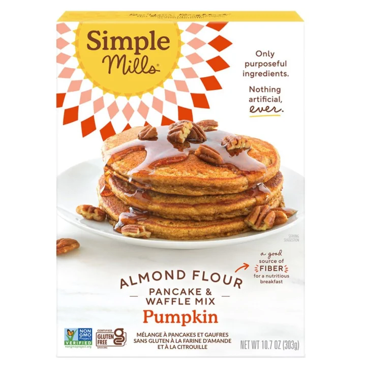 Front of Simple Mills Gluten-Free Almond Flour Pancake & Waffle Mix Pumpkin - Pumpkin Pancake Mix - Paleo Pancake Mix - Gluten-Free Pancake Mix