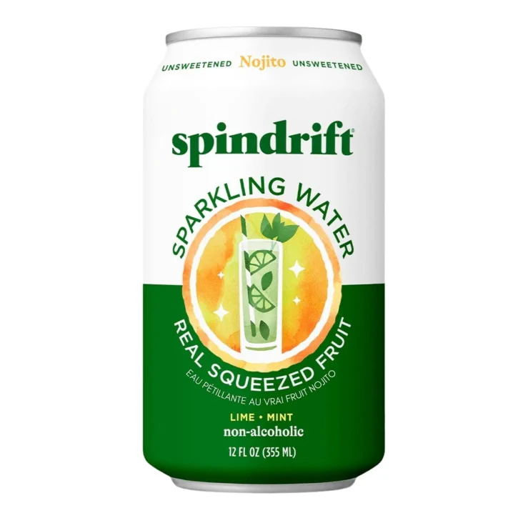 Front of Spindrift Sparkling Water - Spindrift Beverage - Spindrift Drink - Nojito - Non Alcoholic Mojito - Virgin Mojito