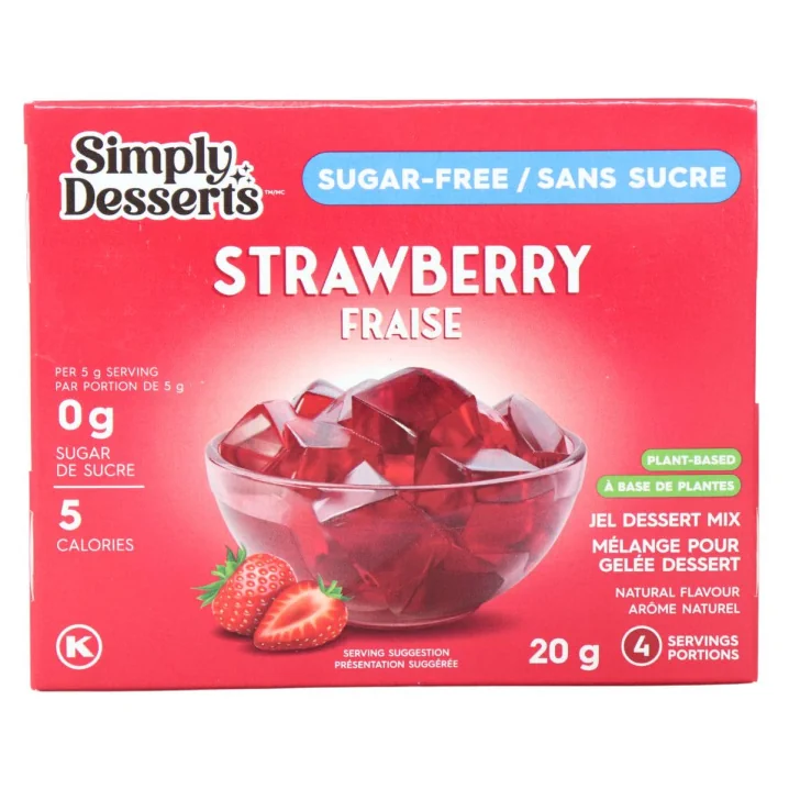 Front of Simply Desserts Sugar-Free Strawberry Jel Dessert - Low Calorie Dessert - Plant-Based Snack