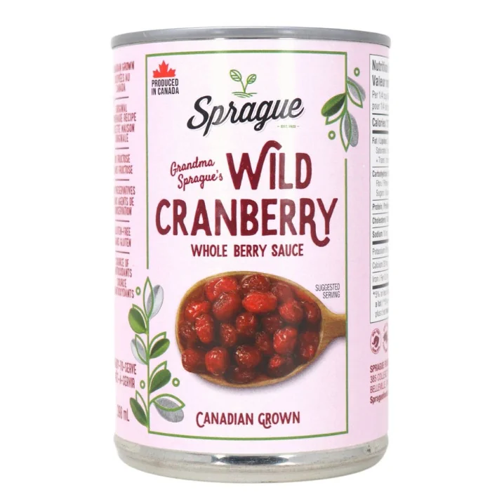 Front of Sprague Whole Cranberry Sauce Canned