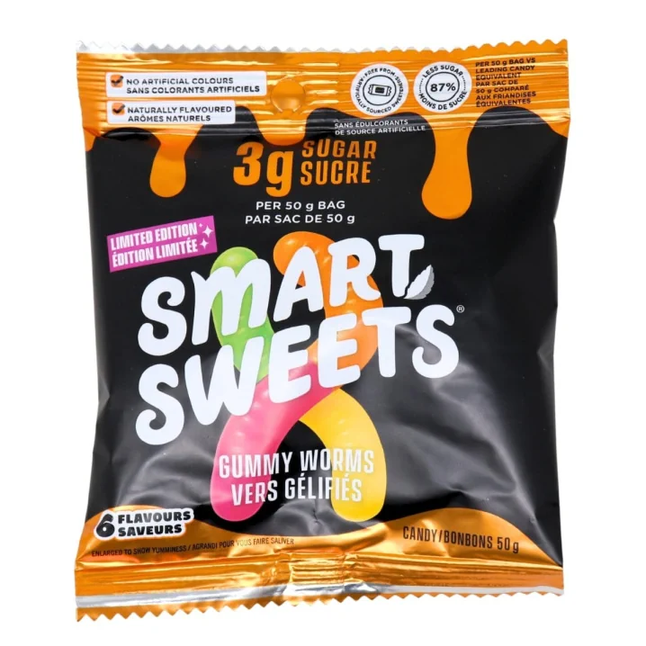 SmartSweets Limited Edition Low Sugar Halloween Gummy Worms Front of package