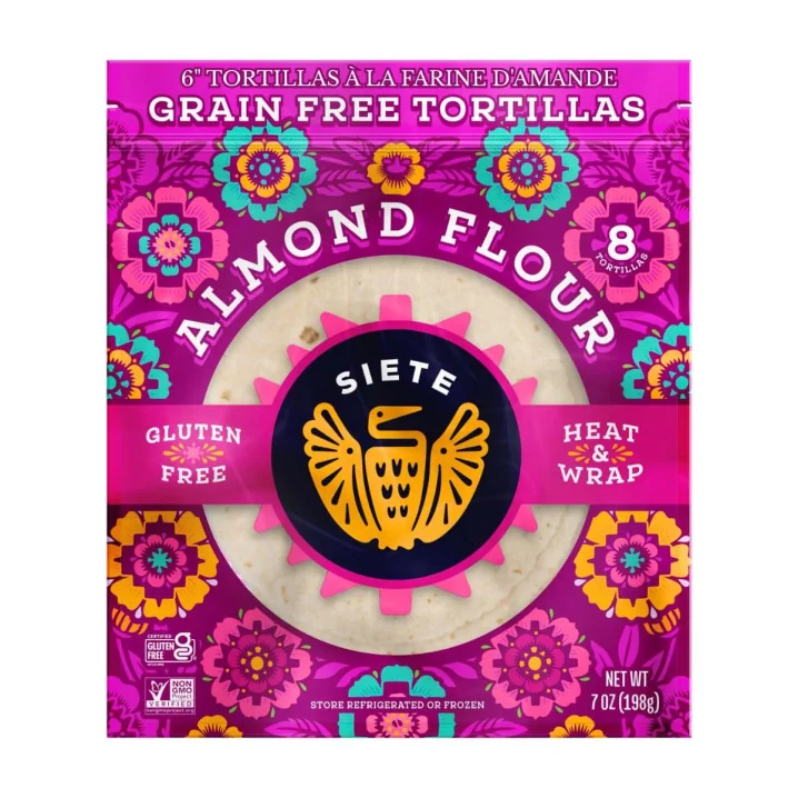 Front of Siete 6" Almond Flour Tortillas - Gluten-free Foods - Paleo Tortillas - Almond Flour tortillas