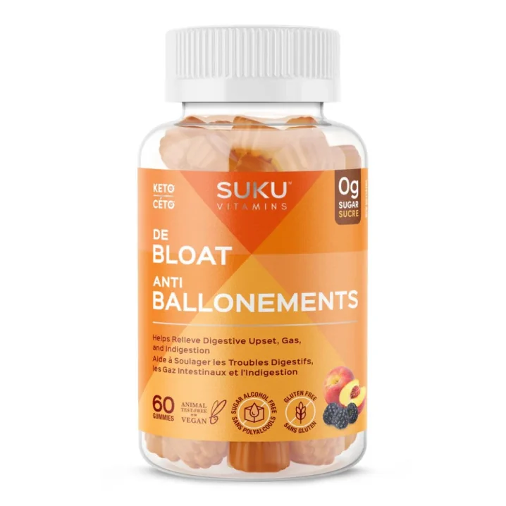 Front of SUKU Vitamins Sugar-Free Gummies Bloating Supplement Anti Bloat DeBloat Gummies Vegan
