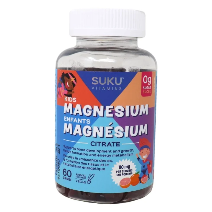 SUKU Vitamins Sugar Free Gummies Kids Magnesium Citrate 80mg, 60 Gummies