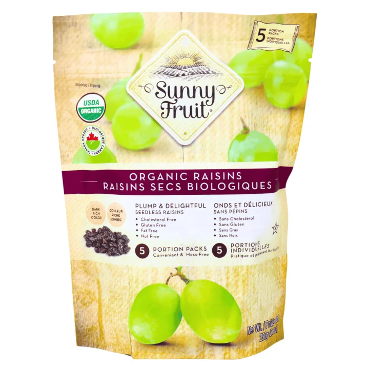 Sunny Fruit Organic Dried Raisins, 5 Portion Packs