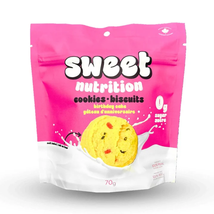 Front of Sweet Nutrition Soft Baked Cookies Birthday Cake 