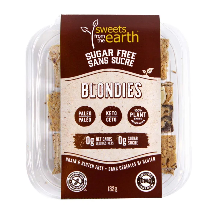 Front of Sweets From The Earth Sugar Free Keto Blondies, 132g