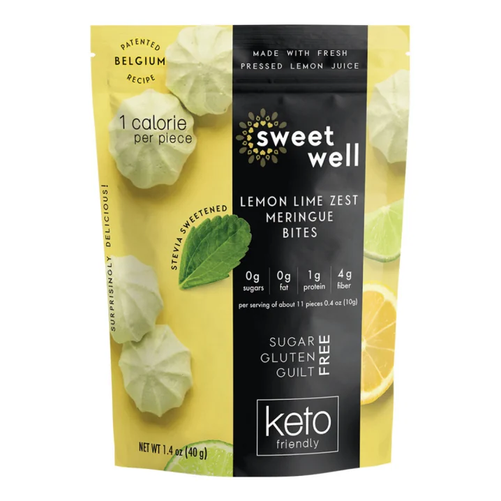 Front of Sweetwell Keto Meringue Bites Lemon, 40g