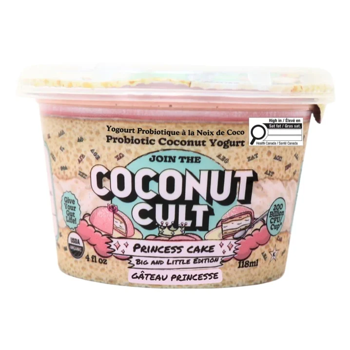 The Coconut Cult Probiotic Coconut Yogurt Princess Cake Front of container