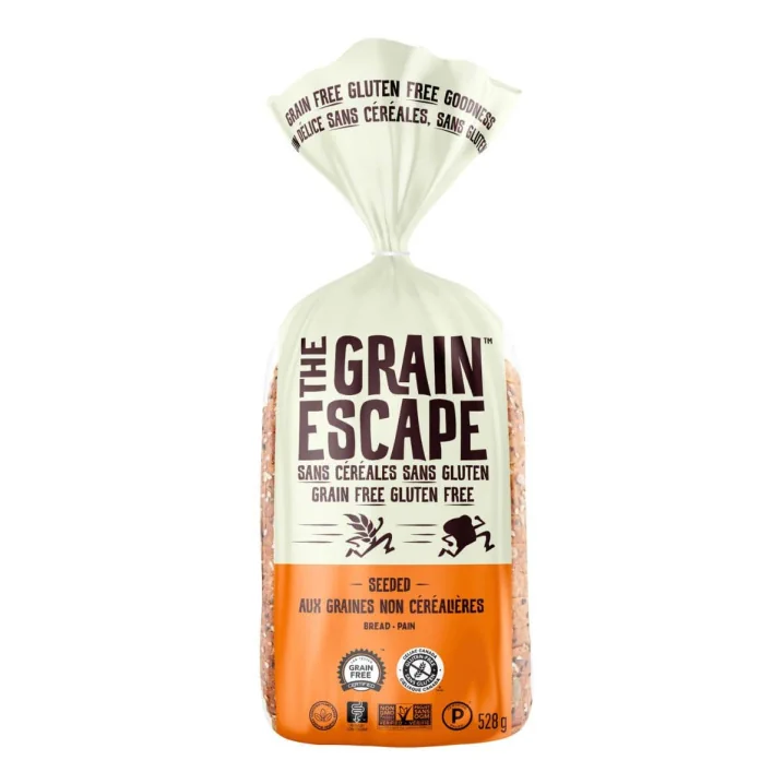 Front of The Grain Escape Grain Free Bread Gluten-Free Bread Paleo Bread Low-FODMAP Bread Seeded Bread
