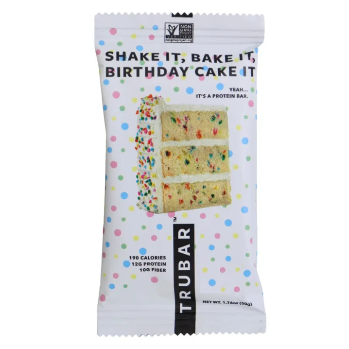 TRUBAR Protein Bar Shake It, Back It, Birthday Cake It Front 