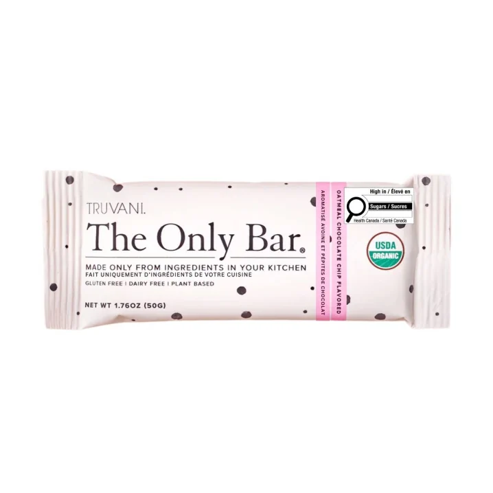 Truvani The Only Bar Oatmeal Chocolate Chip Cookie Front