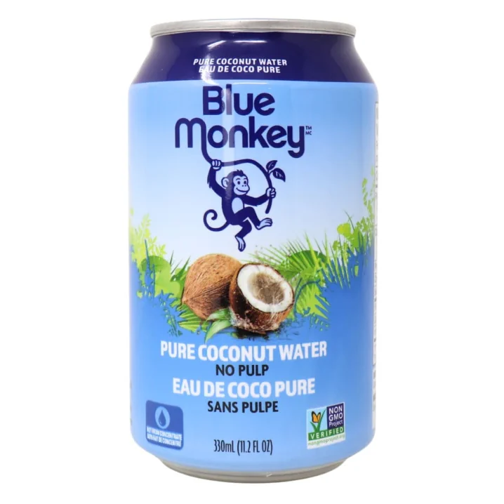 Blue Monkey Pure Coconut Water No Pulp Front of can