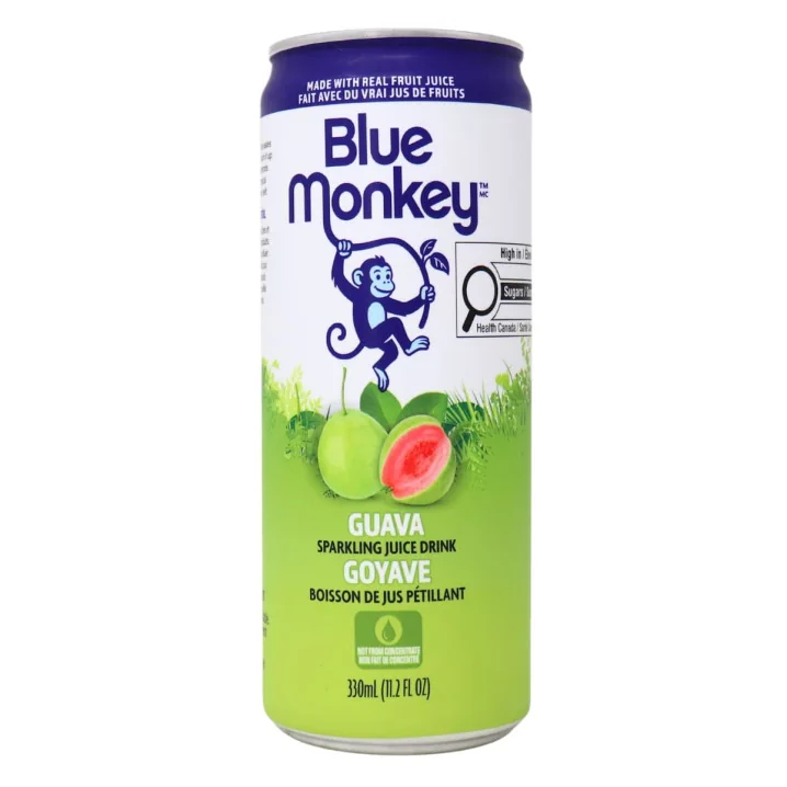 Blue Monkey Sparkling Juice Drink Guava Front of can