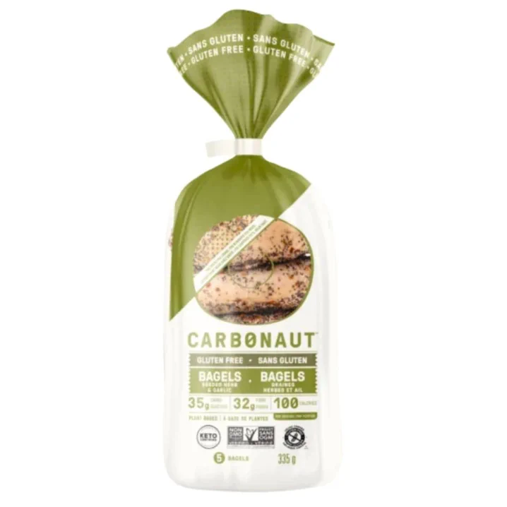 Front of Carbonaut Keto Gluten-Free Bagels Seeded Herb & Garlic - Keto Bagels (No Cheese) - Vegan Everything Bagel Bread - Gluten Free Bagel Brands
