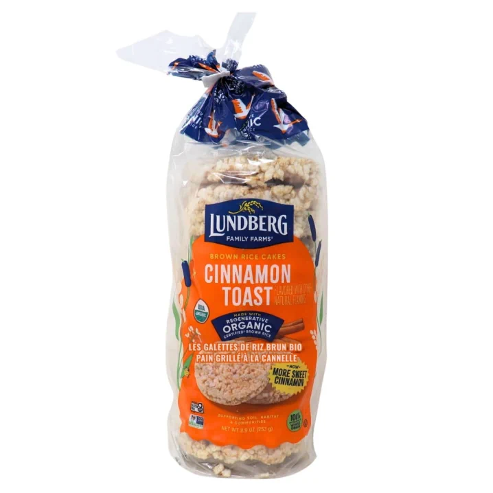 Lundberg Organic Brown Rice Cakes Cinnamon Toast Front of package