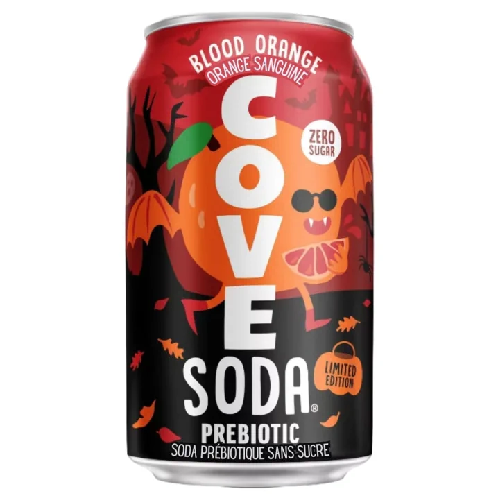 Cove Zero Sugar Probiotic Soda Limited Edition Blood Orange Front of can