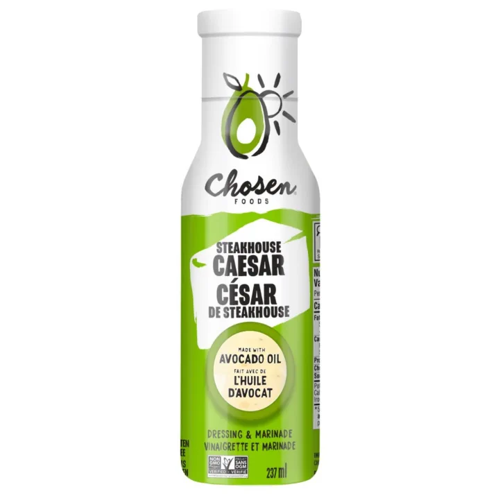 Front of Chosen Foods Steakhouse Caesar Dressing & Marinade with Avocado Oil - Gluten Free Dressing - Avocado Oil Dressing