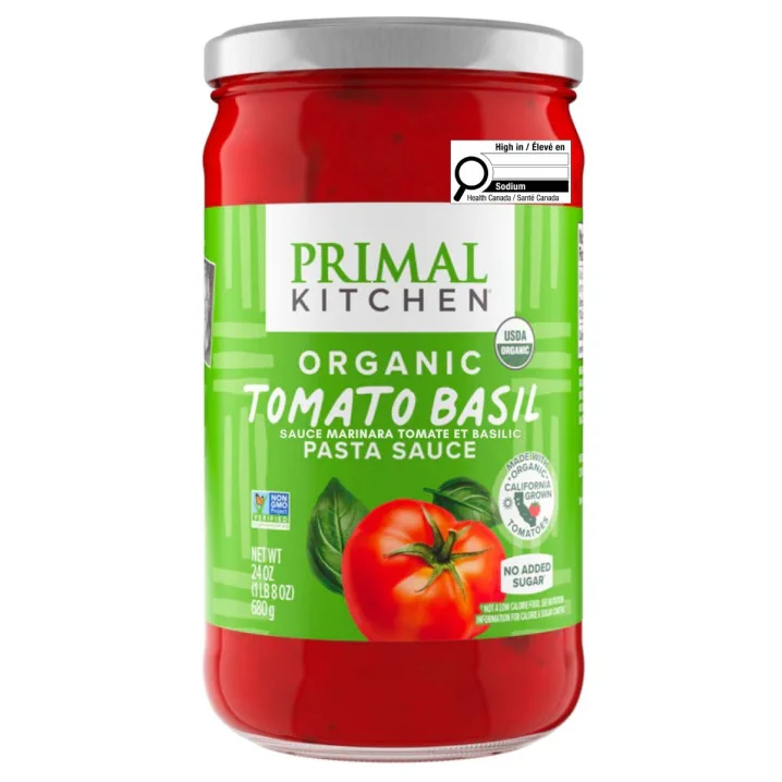 Front of Primal Kitchen Tomato Basil Marinara Sauce - best marinara sauce - easy pasta sauce - vegan pasta sauce
