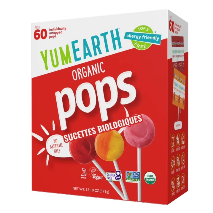YumEarth Organic Naturally Flavoured Pops Front of box