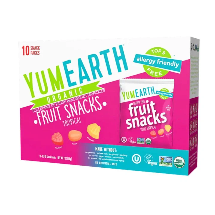Front of YumEarth Organic Fruit Snacks - Yum Earth Canada - YumEarth Tropical Fruit Snacks