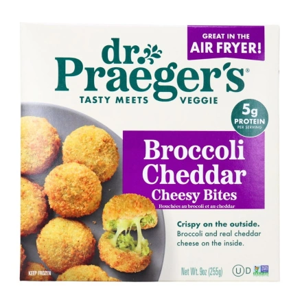Dr. Praeger’s Broccoli Cheddar Cheesy Bites Front