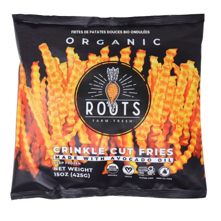 Roots Farm Fresh Organic Crinkle Cut Sweet Potato Fries Front