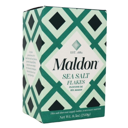 Front of Maldon Sea Salt Flakes