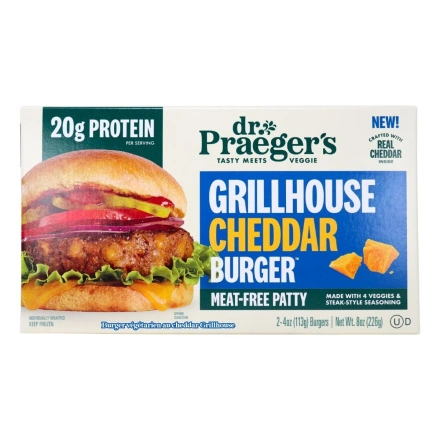 Dr. Praeger's Vegetarian Grillhouse Cheddar Burger Front