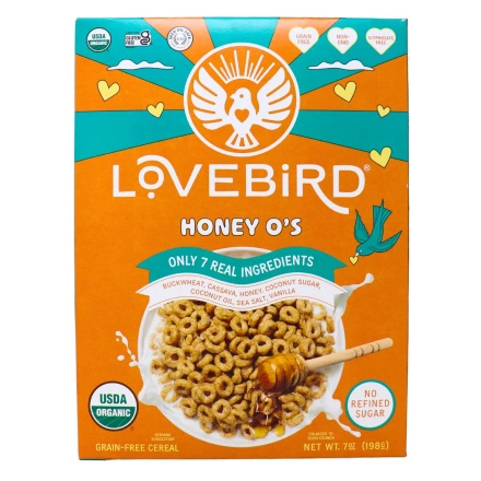 Lovebird Foods Grain-Free O’s Cereal Honey Front