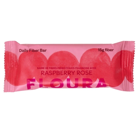 Floura Prebiotic Fiber Bar Raspberry Rose front