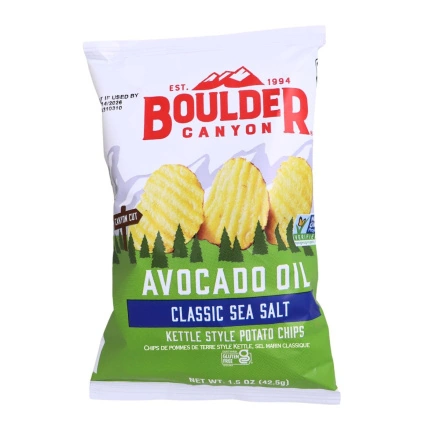 Boulder Canyon Kettle Style Potato Chips with Avocado Oil Classic Sea Salt Front
