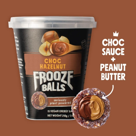 Front of Frooze Balls Vegan Energy Bites Chocolate Hazelnut