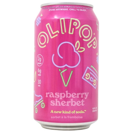Olipop Low Sugar Prebiotic Sparkling Tonic Raspberry Sherbet Front