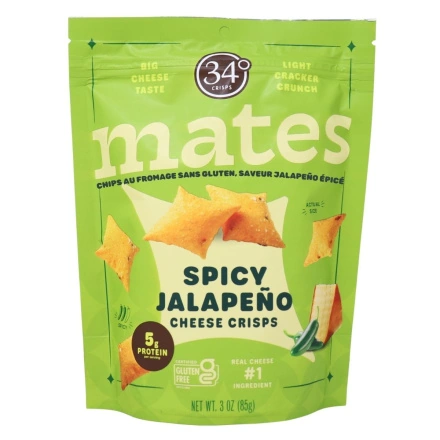 34 Degrees Gluten-Free Mates Cheese Crisps Spicy Jalapeño Front