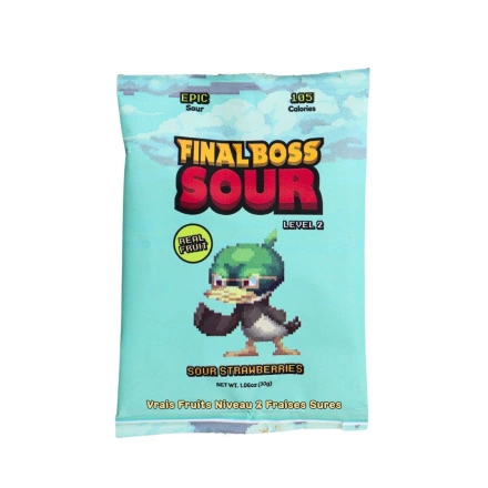Final Boss Sour Real Fruit Level 2 Sour Strawberries Front