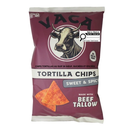 Vaca Chips Tortilla Chips made with Beef Tallow Sweet & Spicy Front