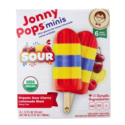 JonnyPops Organic Mini Popsicles Sour Cherry Lemonade Blast Front