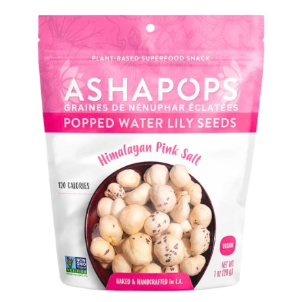 Front of AshaPops Popped Water Lily Seeds - Popped Lotus Seeds