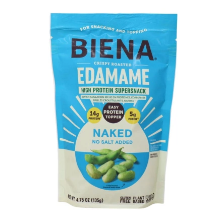 Biena High-Protein Crispy Roasted Edamame Supersnack Naked Front