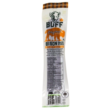 Front of BUFF Bison Snack Sticks Original Flavour, 50g
